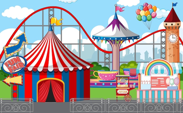 Premium Vector | An outdoor funfair scene