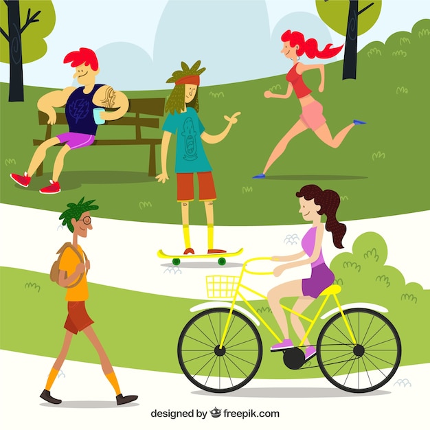 Free Vector | Outdoor leisure activities concept with flat design