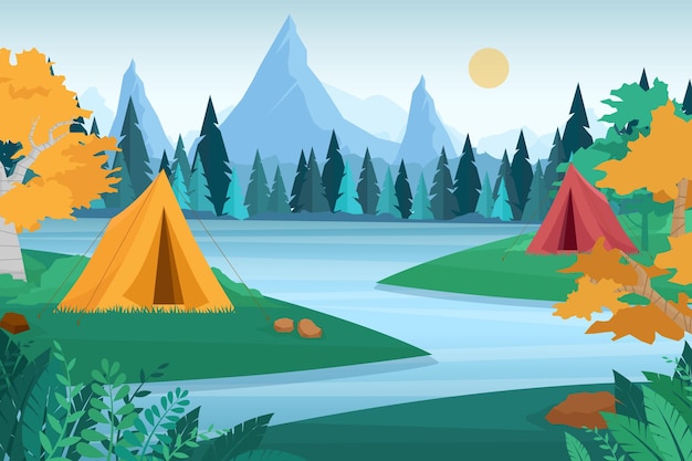 Cartoon Camping Background