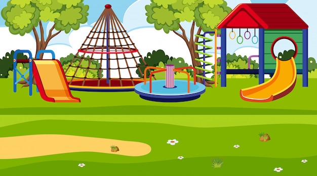 Premium Vector | An outdoor scene with playground