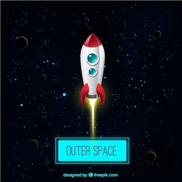 Outer space and a rocket