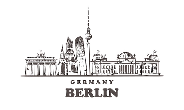 Premium Vector | Outline of berlin attractions, germany