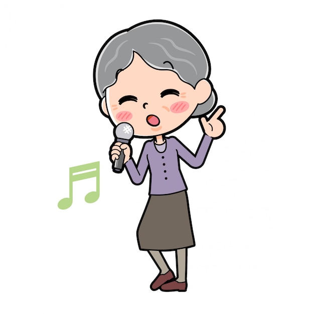 Download Outline of grandma singing | Premium Vector