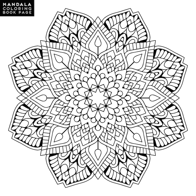 Outline mandala for coloring book decorative round