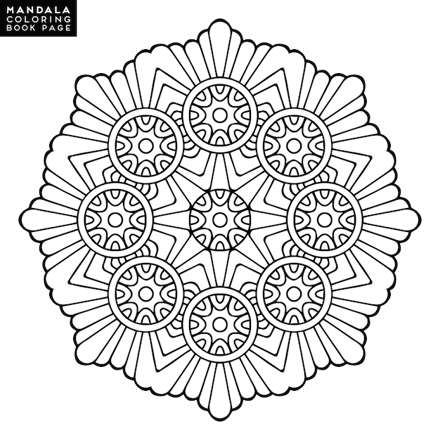Outline Mandala for coloring book. Decorative
round ornament. Anti-stress therapy pattern. Weave design element.
Yoga logo, background for meditation poster. Unusual flower shape.
Oriental vector.