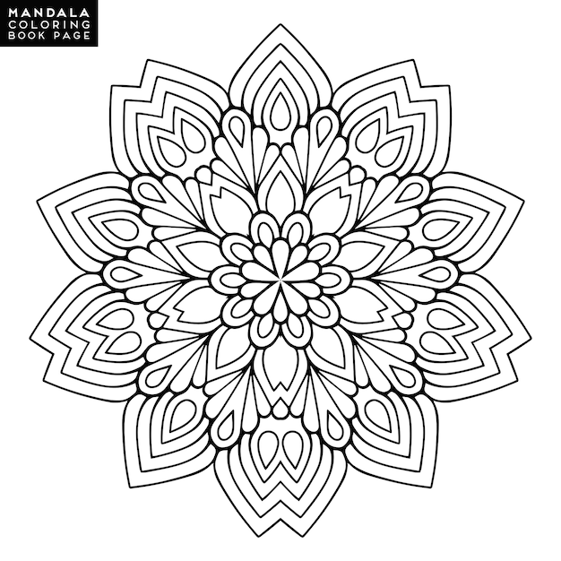Outline Mandala for coloring book. Decorative
round ornament. Anti-stress therapy pattern. Weave design element.
Yoga logo, background for meditation poster. Unusual flower shape.
Oriental vector.