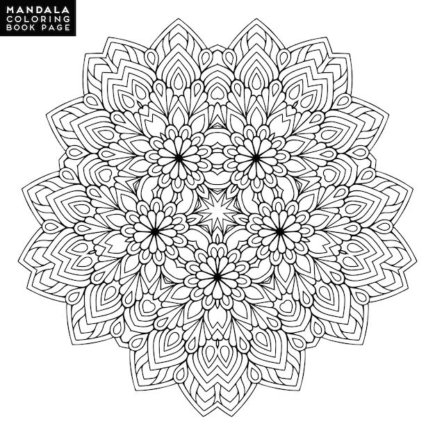 Outline Mandala for coloring book. Decorative\
round ornament. Anti-stress therapy pattern. Weave design element.\
Yoga logo, background for meditation poster. Unusual flower shape.\
Oriental vector.