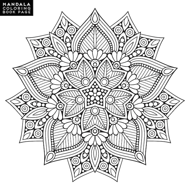 Outline Mandala for coloring book. Decorative round ornament. Antistress therapy pattern. Weave 