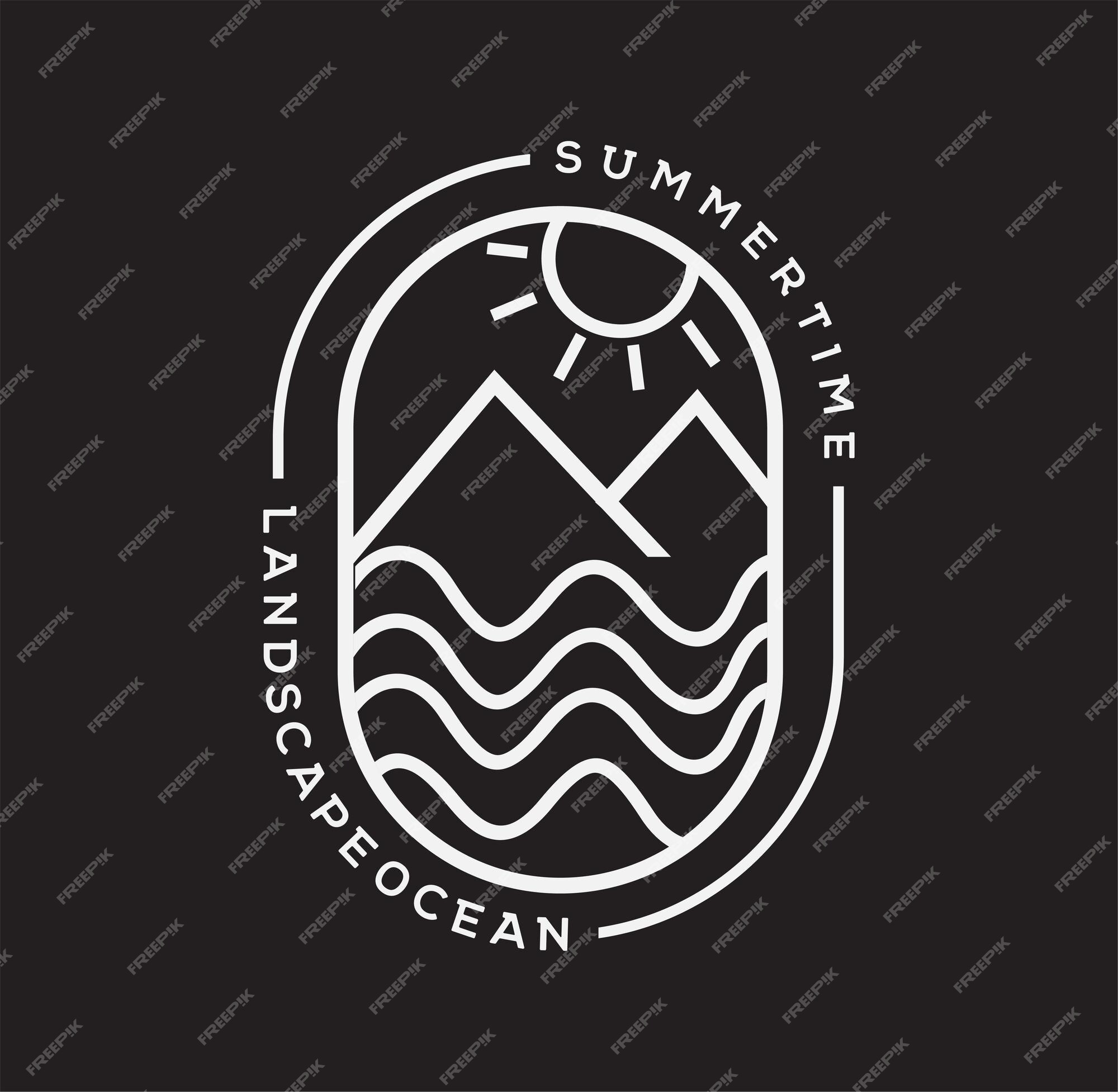 Premium Vector | Outline of the mountain and water wave logo