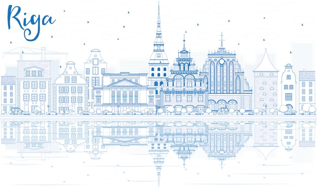 Download Free Outline Riga Skyline With Blue Landmarks And Reflections Use our free logo maker to create a logo and build your brand. Put your logo on business cards, promotional products, or your website for brand visibility.