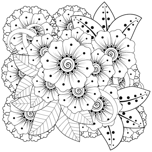 Premium Vector | Outline square floral pattern in mehndi ...