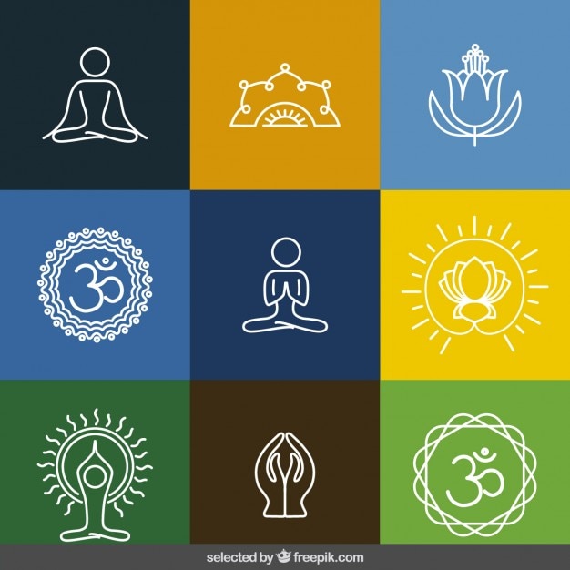 Outlined yoga icons collection