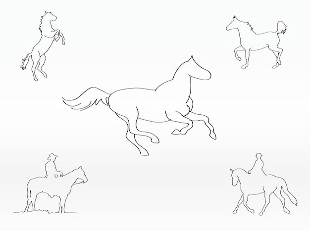 Outlines of horses Vector | Free Download