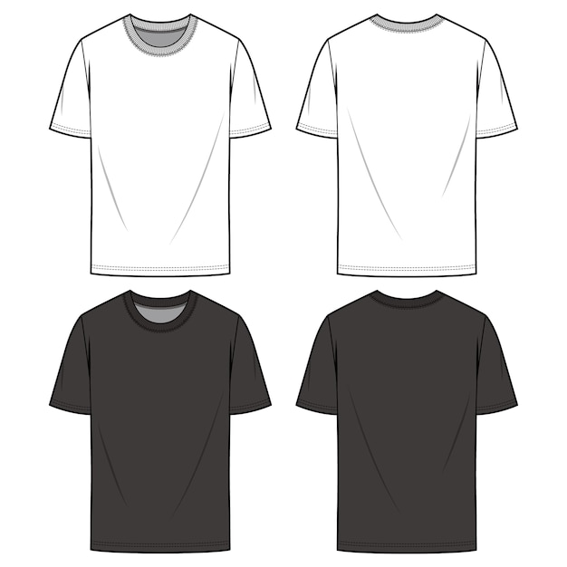 Premium Vector | Overfit tee fashion flat sketch template