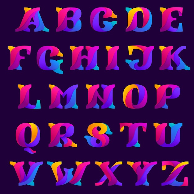 Premium Vector | Overlapping gradients alphabet design idea. slab serif ...