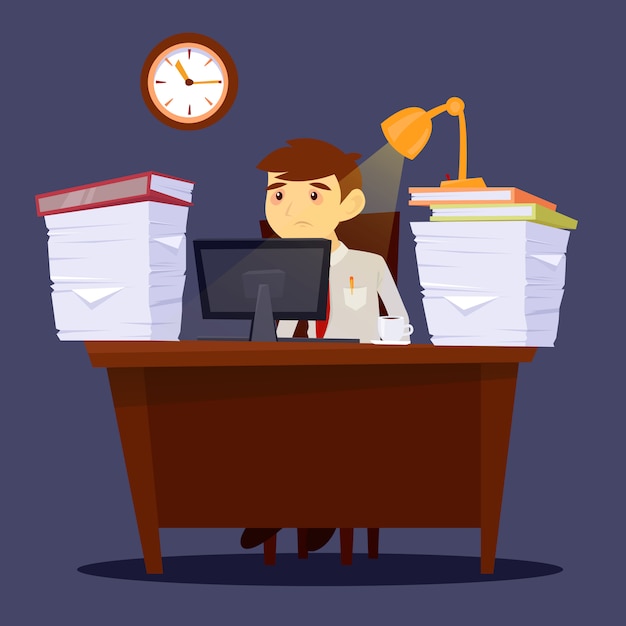 Premium Vector | Overworked man. exhausted businessman