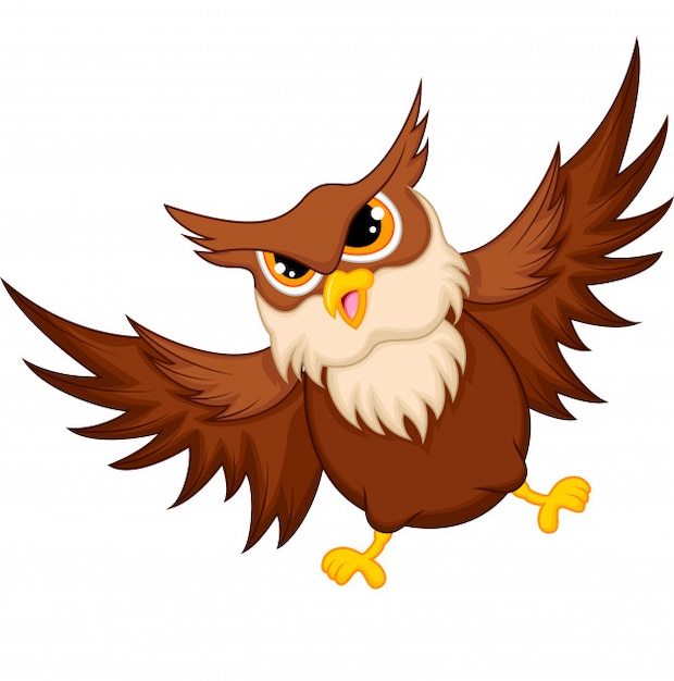 Owl cartoon flying | Premium Vector