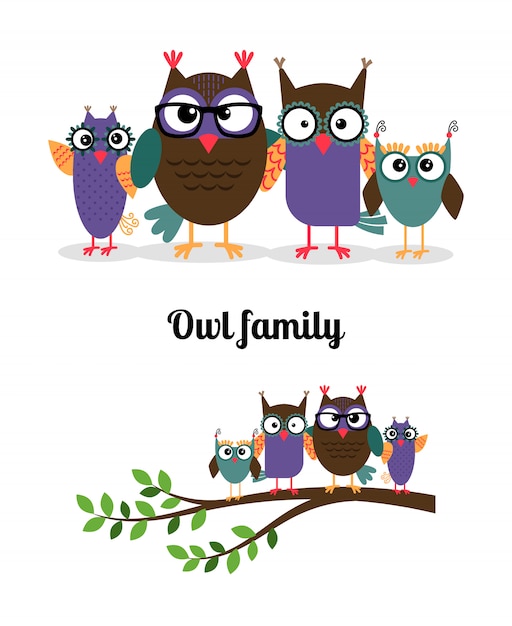 Owl family Vector | Premium Download