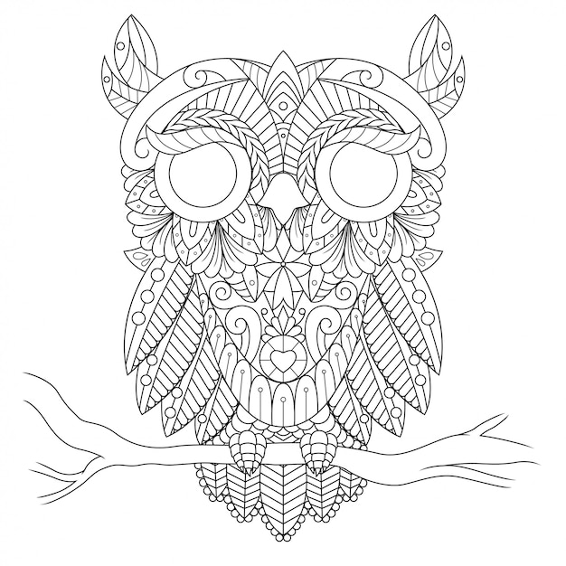Download Premium Vector | Owl illustration, mandala zentangle in ...