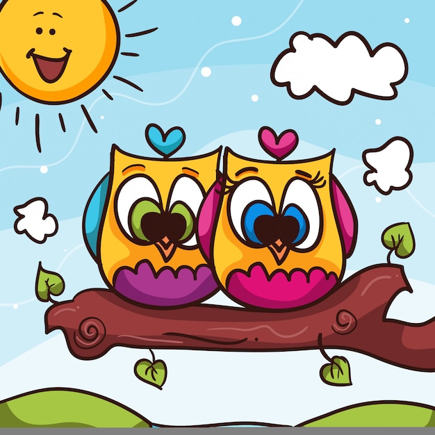 Download Owl valentine day | Premium Vector