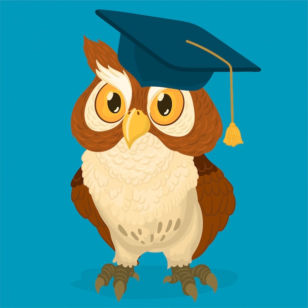 Download Owl wearing graduation cap Vector | Premium Download