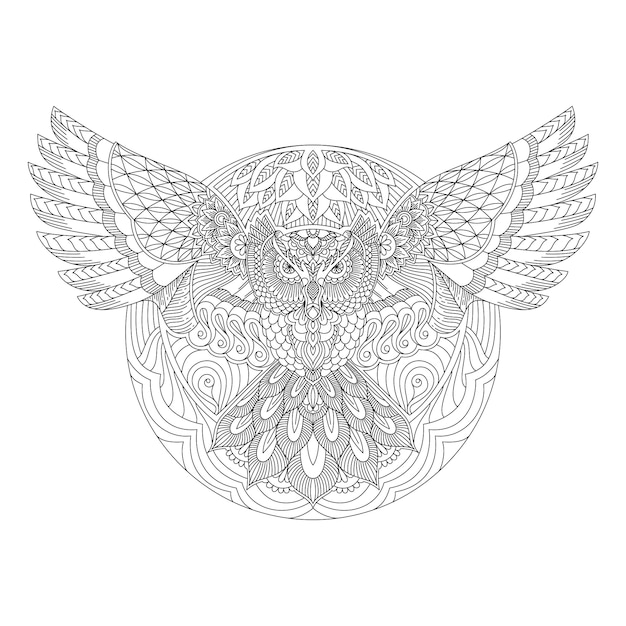 Download Owl with mandala style on line art vector | Premium Vector