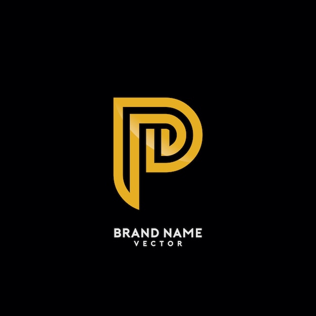 P letter gold monogram logo design Vector | Premium Download