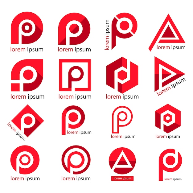 文字pのロゴ Pアルファベットのデザイン プレミアムベクター
