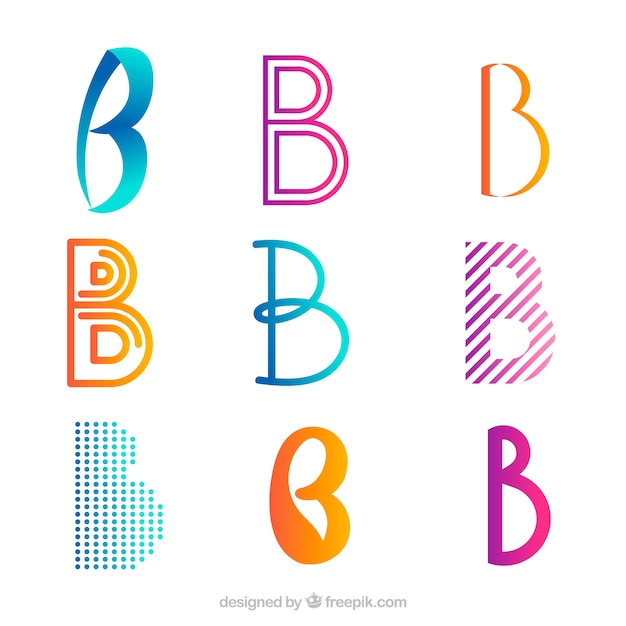 Premium Vector | Pack Of Abstract Logos Of Letter "b"