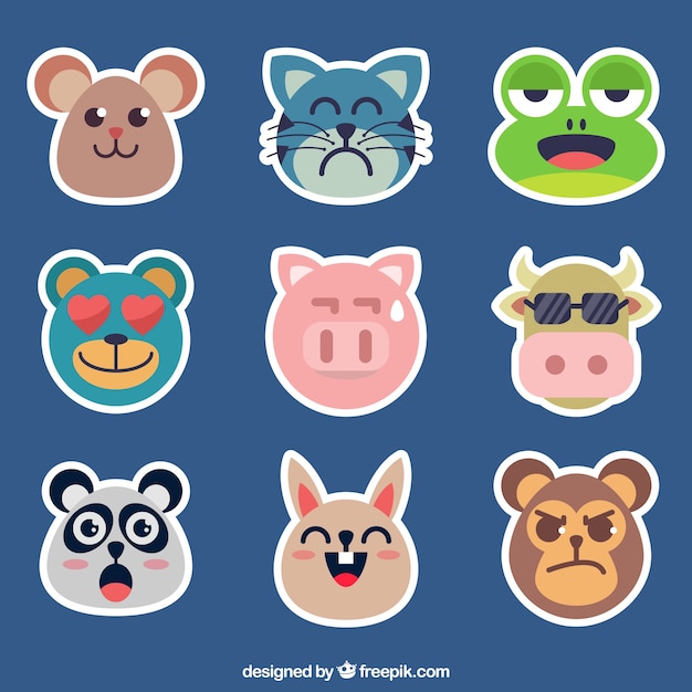 Pack of animal emoticons Vector | Free Download