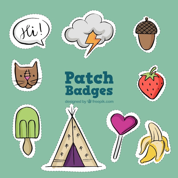 Download Free Vector Pack Of Assorted Hand Drawn Patches