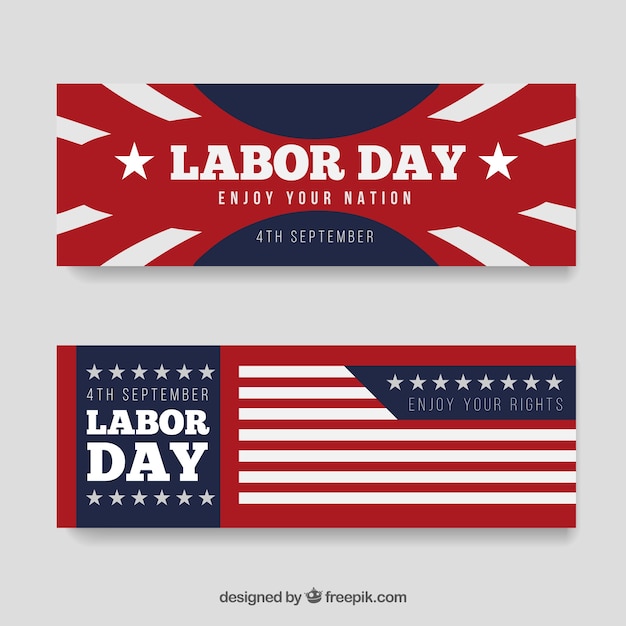 Download Pack of banners with cool american flag | Free Vector
