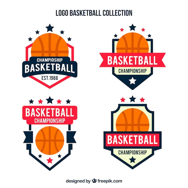 Download Free Vector | Pack of basketball logos