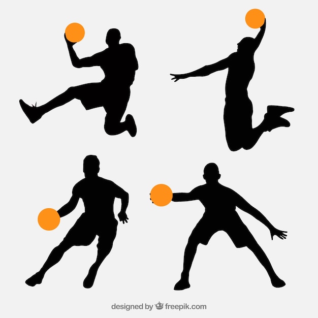 Download Pack of basketball players silhouettes | Free Vector
