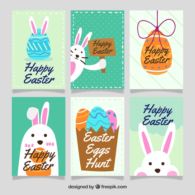 Free Vector | Pack of beautiful easter cards