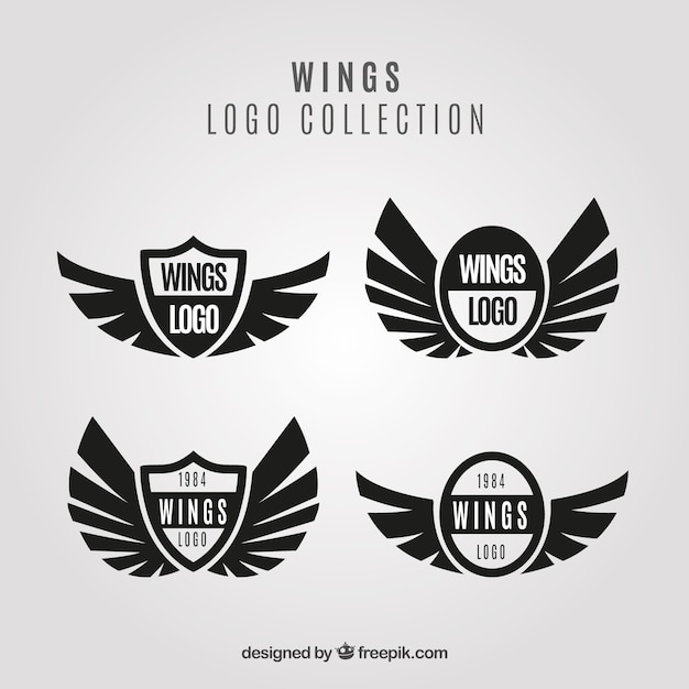 Download Free Download Free Pack Of Black Wings And Shield Logos Vector Freepik Use our free logo maker to create a logo and build your brand. Put your logo on business cards, promotional products, or your website for brand visibility.