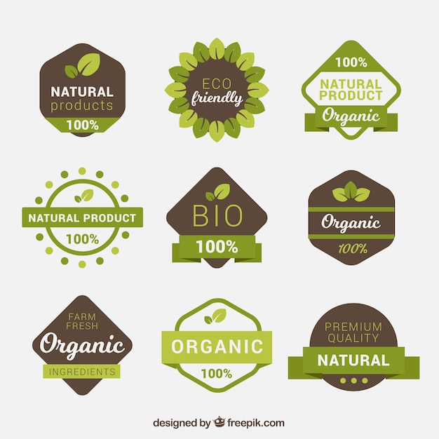 Download Free Pack Of Brown And Green Organic Food Labels Free Vector Use our free logo maker to create a logo and build your brand. Put your logo on business cards, promotional products, or your website for brand visibility.