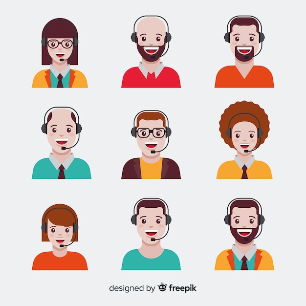 Free Vector | Pack of call center avatars in flat style