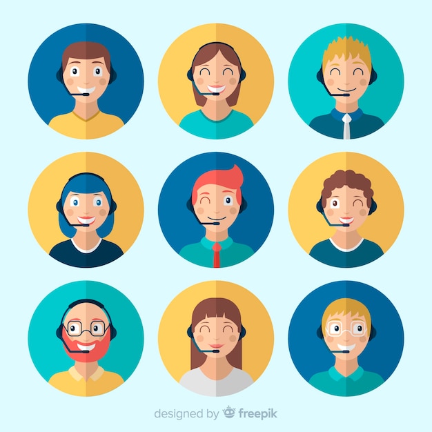 Download Pack of call center avatars Vector | Free Download