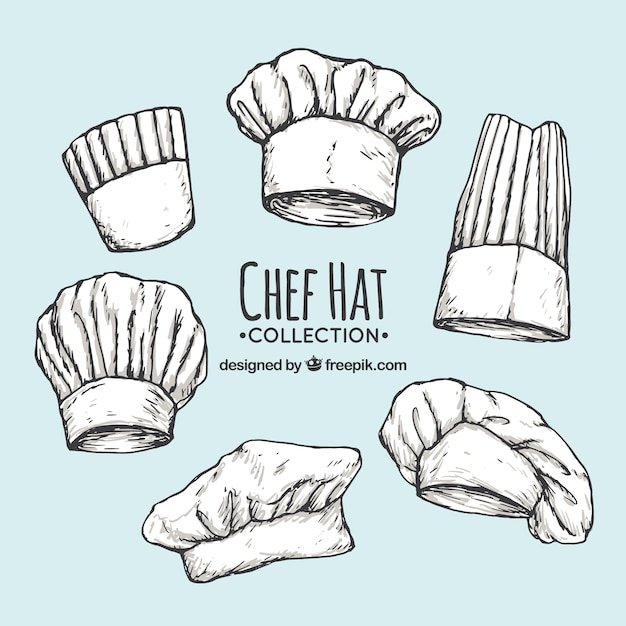 Free Vector Pack of chef's handdrawn hats