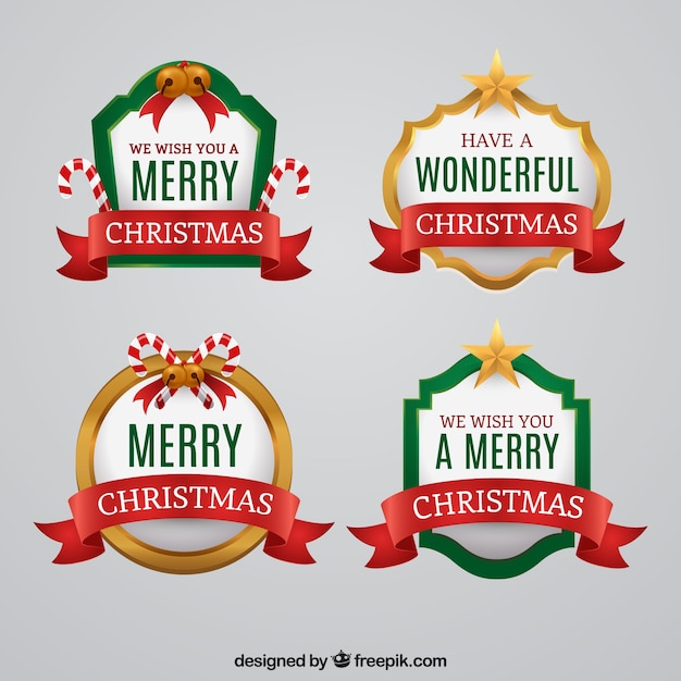 Download Free Vector | Pack of christmas badges