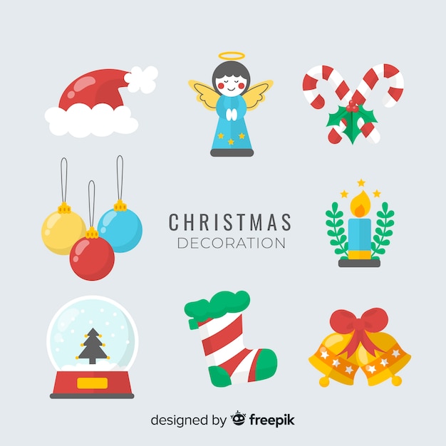 Free Vector  Pack of christmas decorations