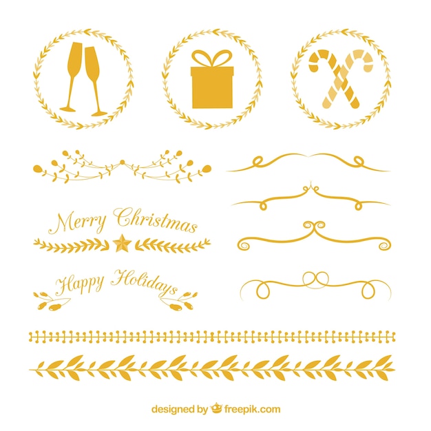 Free Vector  Pack of christmas decorative elements