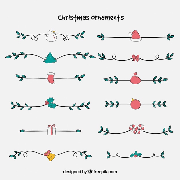 Free Vector  Pack of christmas decorative elements