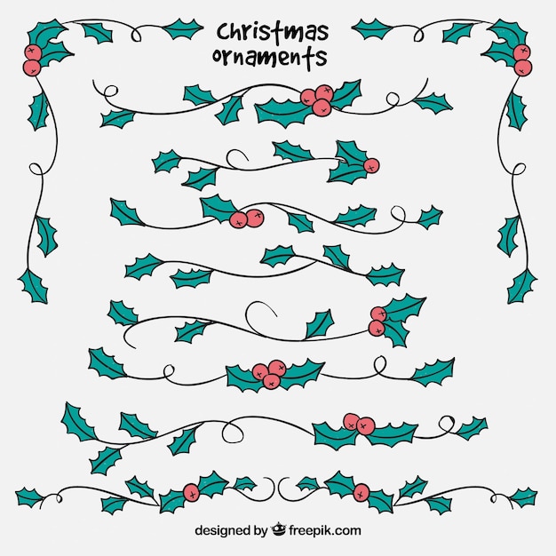 Free Vector  Pack of christmas decorative elements