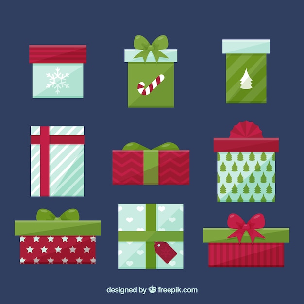 Free Vector | Pack of christmas gift boxes in flat design