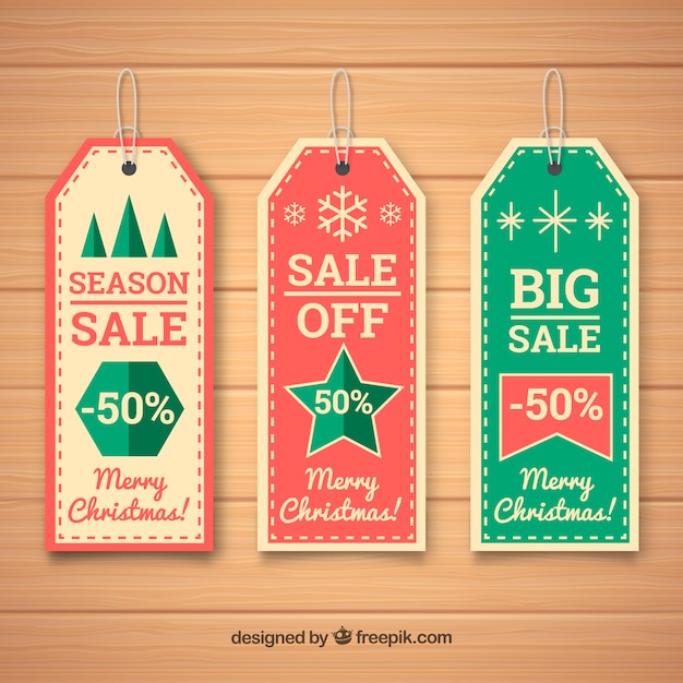 Download Pack of christmas sales labels | Free Vector