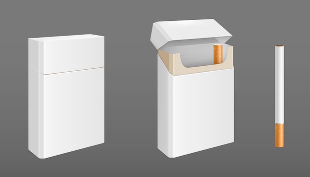 Pack of cigarettes with one cigarette Free Vector