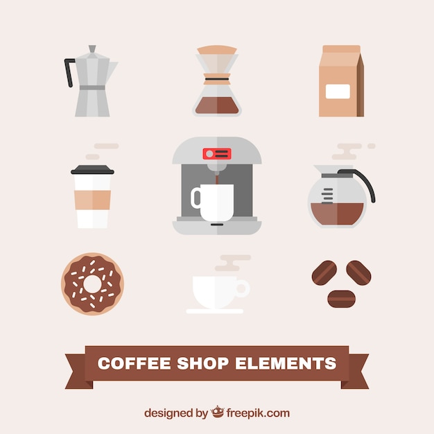 Download Free Download This Free Vector Pack Of Coffee Accessories In Flat Design Use our free logo maker to create a logo and build your brand. Put your logo on business cards, promotional products, or your website for brand visibility.