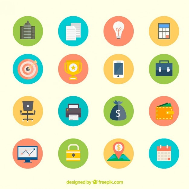 Download Free Vector | Pack of colored business icons